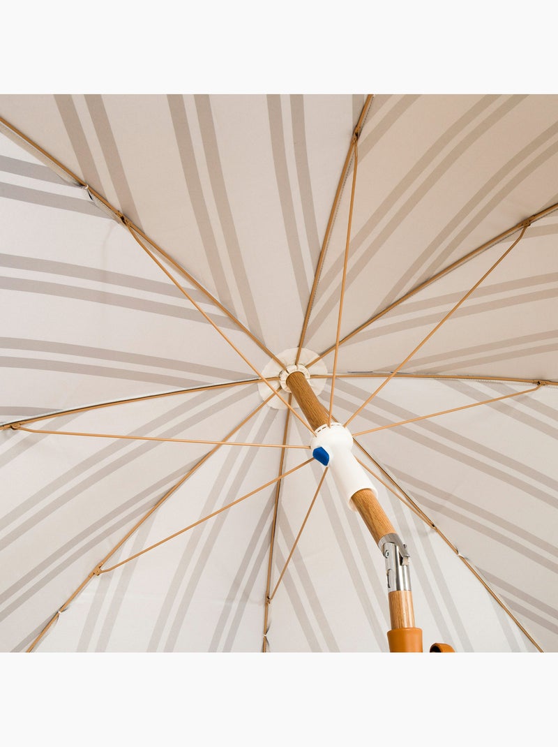 Aktive ombrellone da spiaggia, 8 stecche, 200 cm, a righe con frange Blu Bianco - Kiabi