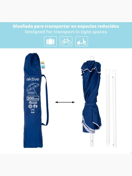 Aktive ombrellone da spiaggia 8 stecche 200 cm compatto pieghevole - Kiabi