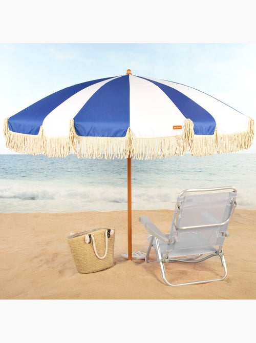 Aktive ombrellone da spiaggia, 8 stecche, 200 cm, design nautico con frangia - Kiabi