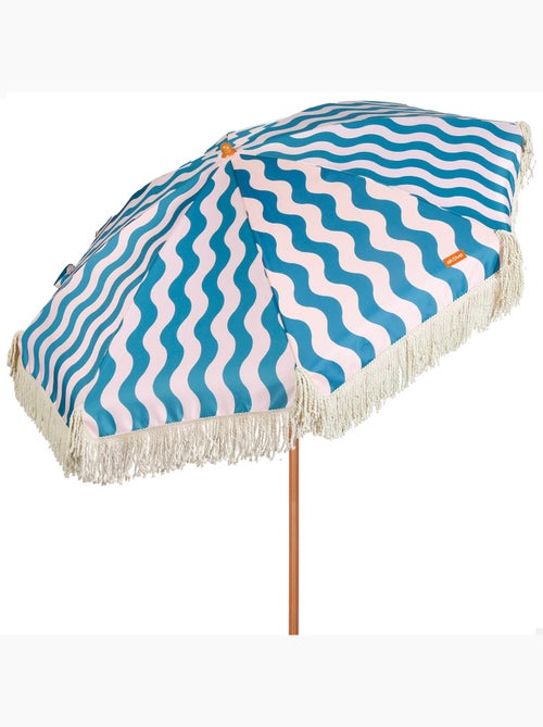 Aktive ombrellone da spiaggia, 8 stecche, 200 cm, motivo onda marina con frangia - Kiabi