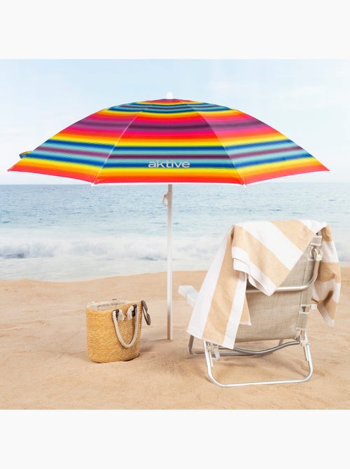 Aktive ombrellone da spiaggia a 8 stecche, 180 cm, strisce multicolori - Kiabi