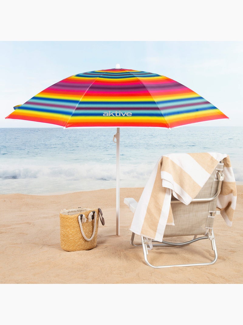 Aktive ombrellone da spiaggia a 8 stecche, 180 cm, strisce multicolori Multicolore - Kiabi