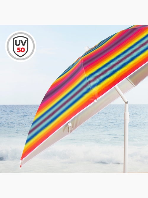Aktive ombrellone da spiaggia a 8 stecche, 180 cm, strisce multicolori - Kiabi