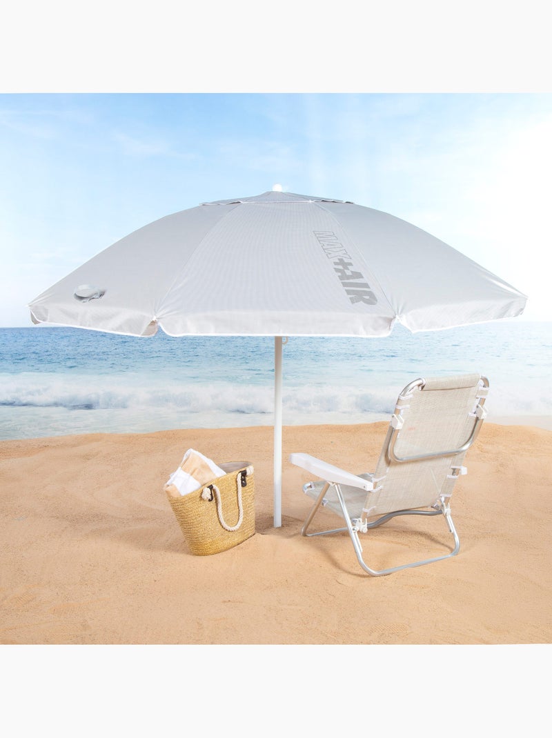 Aktive ombrellone da spiaggia a 8 stecche, 200 cm, grigio, inclinabile, uv50 Grigio - Kiabi