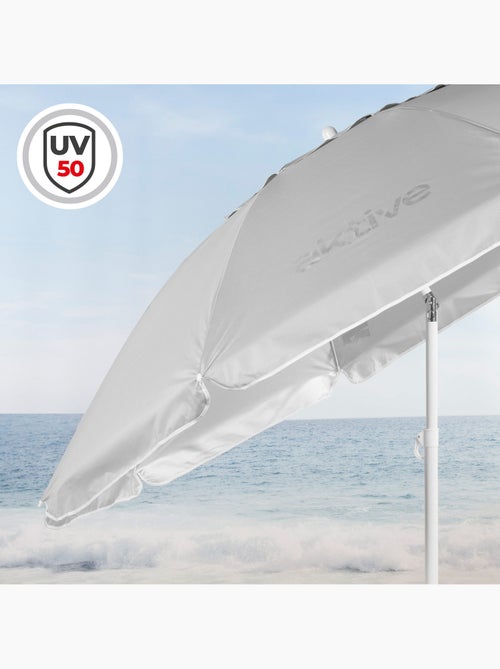 Aktive ombrellone da spiaggia a 8 stecche, 200 cm, grigio, inclinabile, uv50 - Kiabi