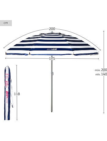 Aktive ombrellone da spiaggia antivento a 8 stecche, 200 cm