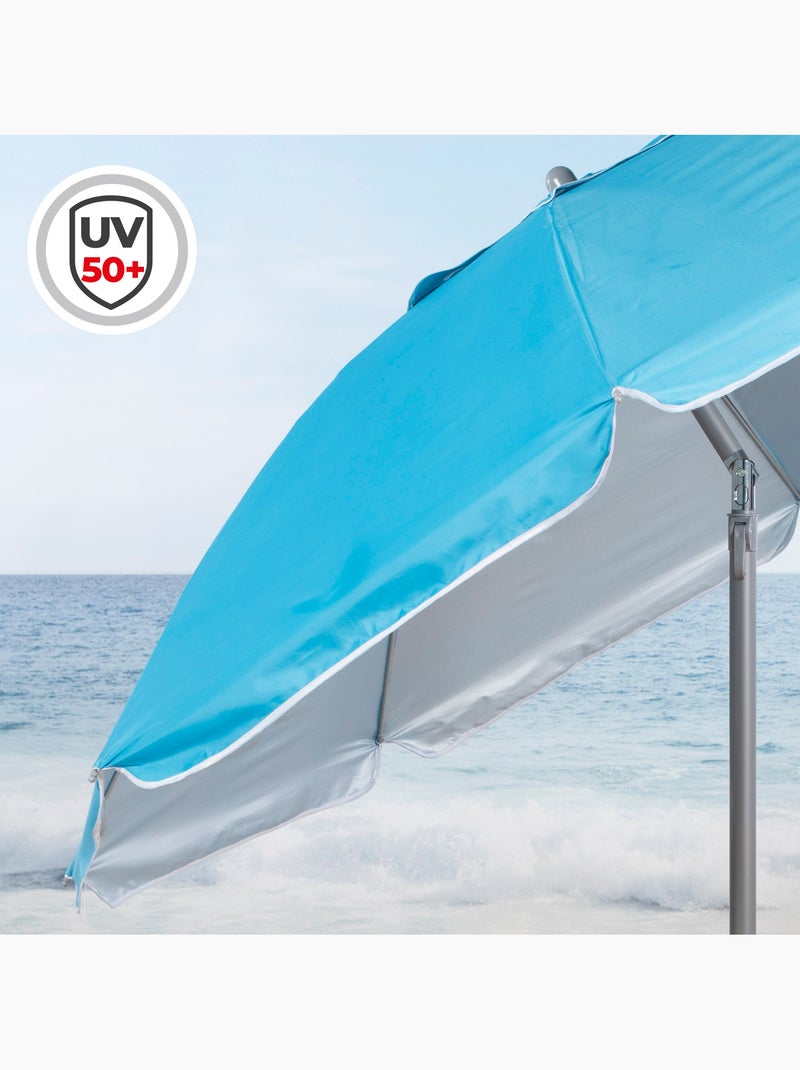 Aktive ombrellone da spiaggia antivento con 8 stecche, 200 cm, Blu - Kiabi