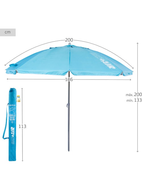 Aktive ombrellone da spiaggia antivento con 8 stecche, 200 cm, - Kiabi