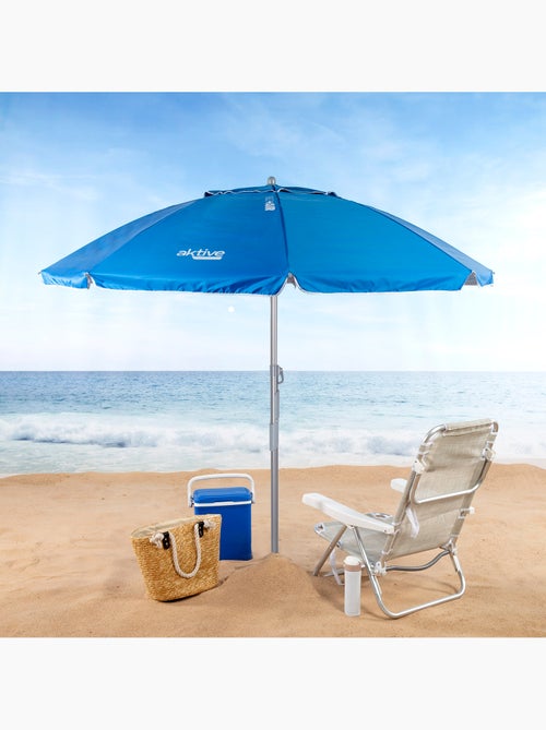 Aktive ombrellone da spiaggia antivento con 8 stecche, 200 cm,, e ancoraggio a spirale - Kiabi
