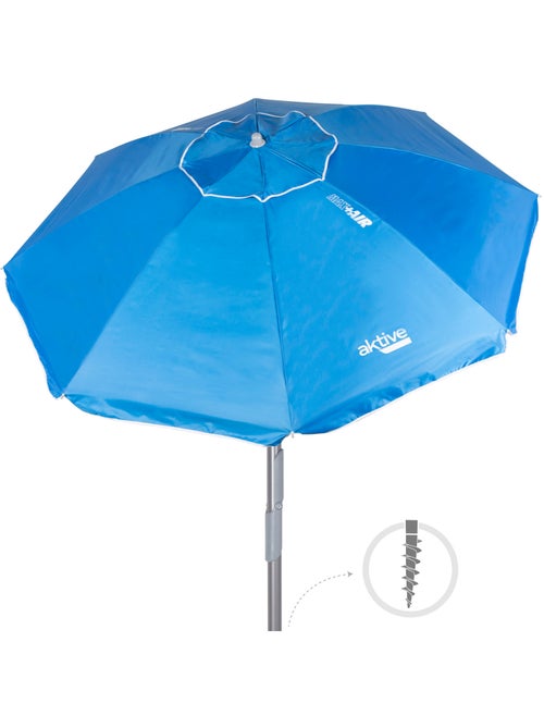 Aktive ombrellone da spiaggia antivento con 8 stecche, 220 cm,, e ancoraggio a spirale - Kiabi