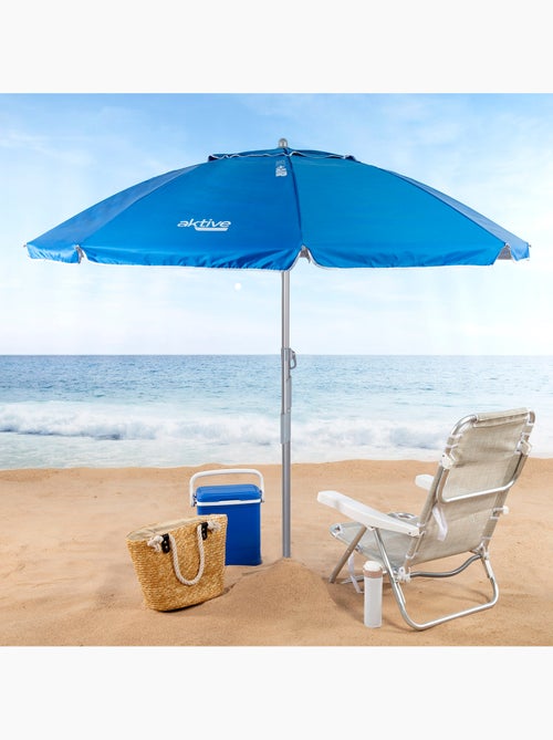 Aktive ombrellone da spiaggia antivento con 8 stecche, 220 cm,, e ancoraggio a spirale - Kiabi