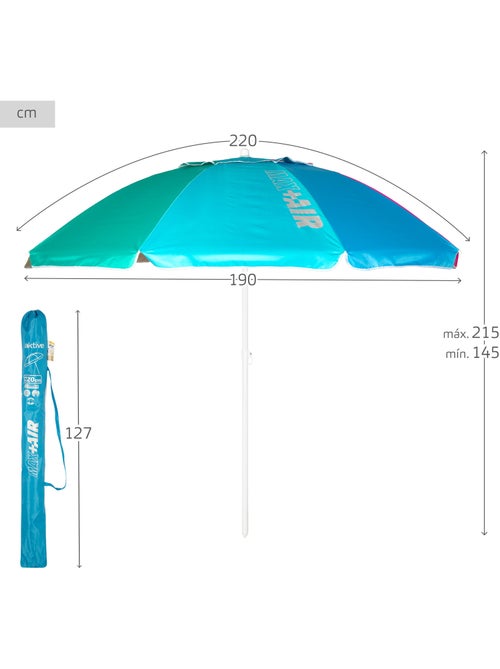 Aktive ombrellone da spiaggia antivento con 8 stecche, 220 cm, - Kiabi