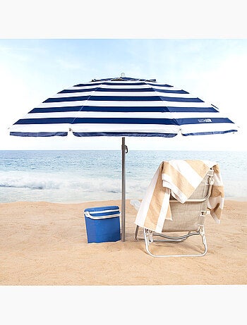 Aktive ombrellone da spiaggia antivento con 8 stecche, 220 cm, stile nautico