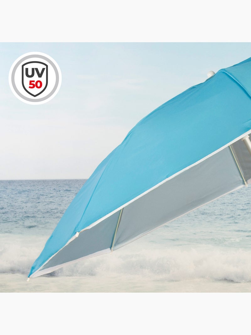 Aktive ombrellone da spiaggia frangivento a 8 stecche, 200 cm, Blu - Kiabi