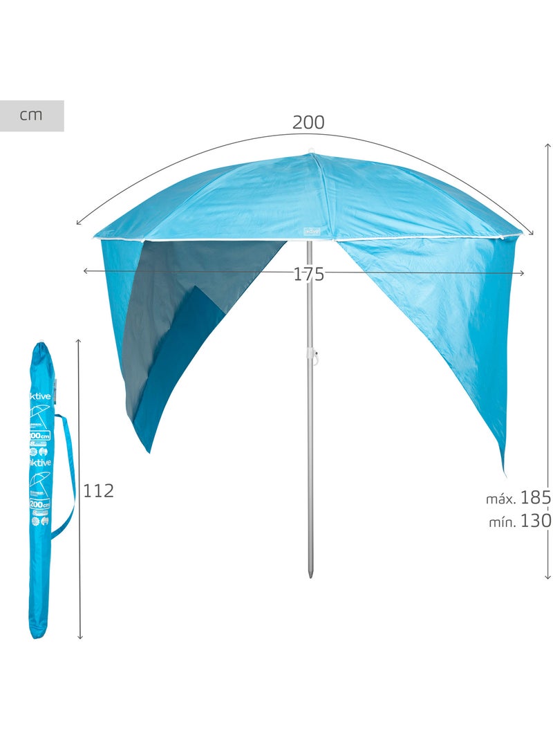Aktive ombrellone da spiaggia frangivento a 8 stecche, 200 cm, Blu - Kiabi