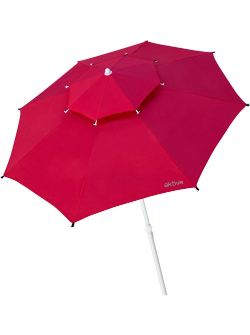 Aktive ombrellone da spiaggia grande antivento con 8 stecche, 280 cm, rosso - Kiabi