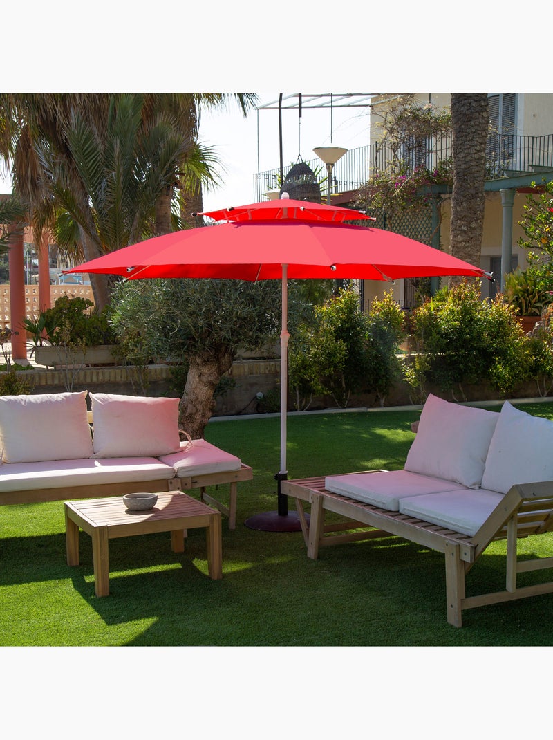 Aktive ombrellone da spiaggia grande antivento con 8 stecche, 280 cm, rosso Rosso - Kiabi