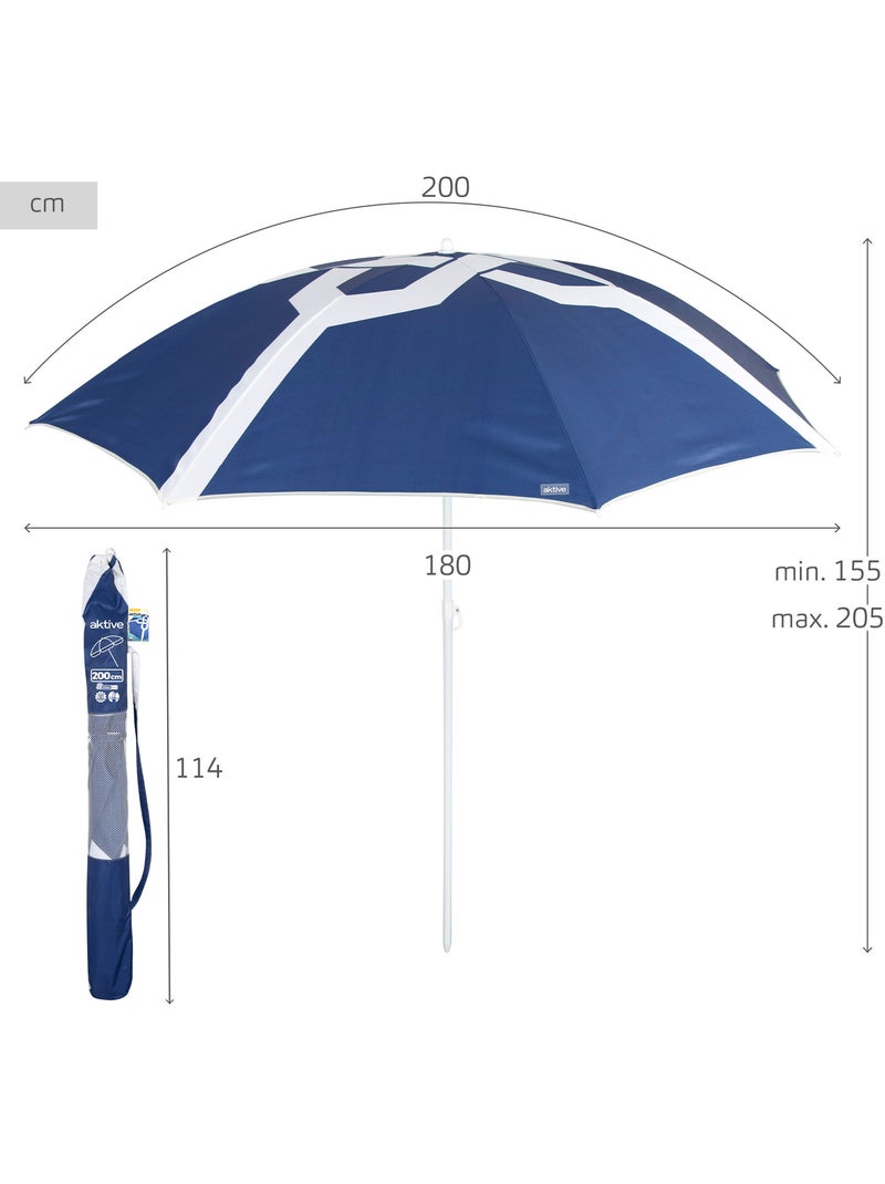 Aktive ombrellone da spiaggia inclinabile a 8 stecche da 200 cm con stampa Blu - Kiabi