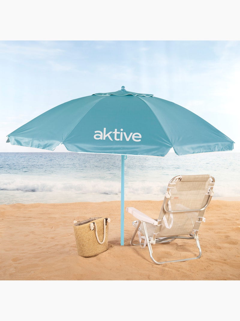 Aktive ombrellone da spiaggia inclinabile con protezione uv50 d220 cm Blu azzurro - Kiabi
