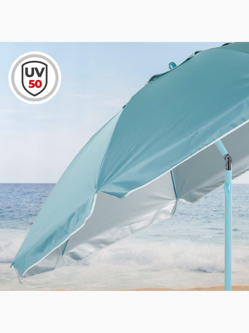 Aktive ombrellone da spiaggia inclinabile con protezione uv50 d220 cm Blu azzurro - Kiabi