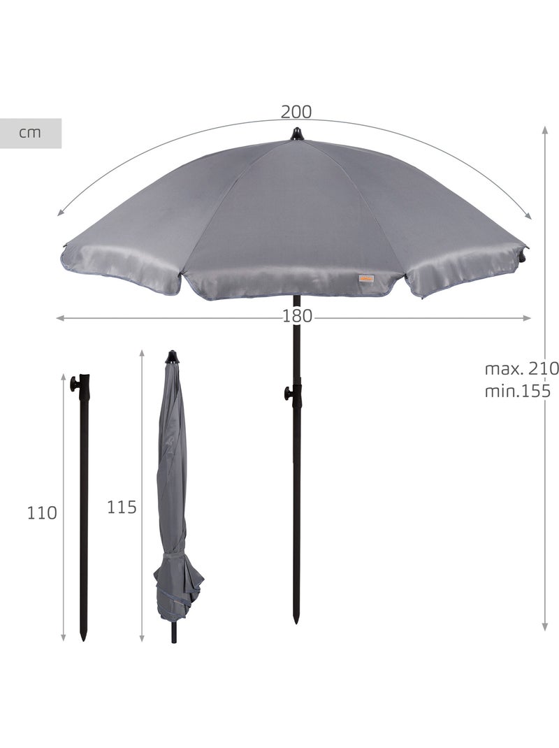 Aktive ombrellone grigio scuro da 200 cm con copertura Grigio - Kiabi