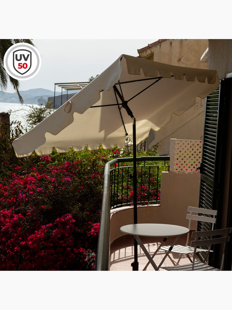 Aktive ombrellone rettangolare 200x125 cm con protezione solare Beige - Kiabi