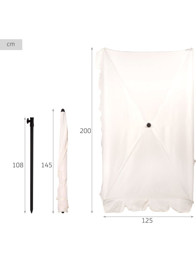 Aktive ombrellone rettangolare 200x125 cm con protezione solare Beige - Kiabi