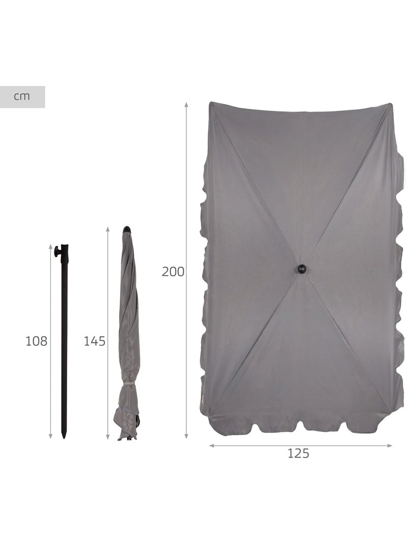 Aktive Ombrellone rettangolare 200x125 cm con protezione solare Grigio antracite - Kiabi