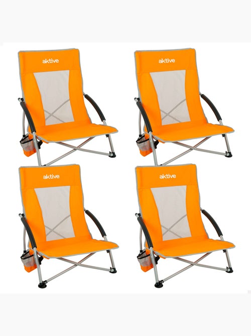 Aktive pack 4 sedie basse pieghevoli da spiaggia 50x51x67 cm con sottobicchieri - Kiabi