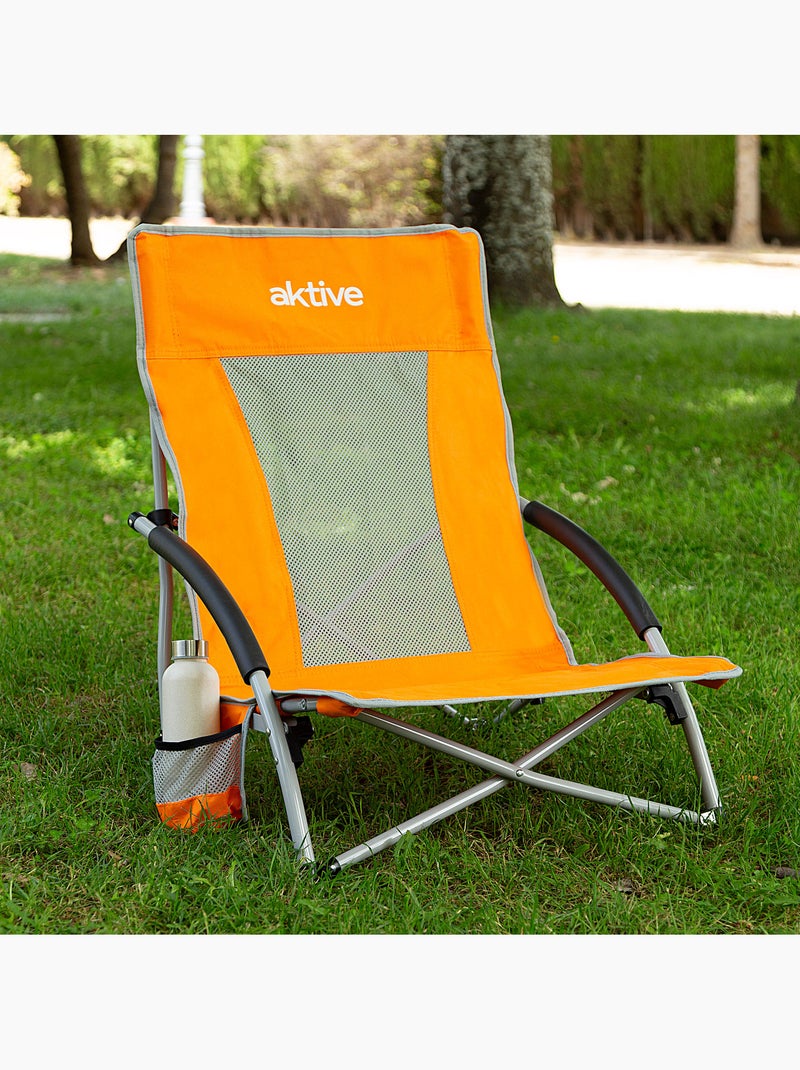 Aktive pack 4 sedie basse pieghevoli da spiaggia 50x51x67 cm con sottobicchieri Arancione - Kiabi