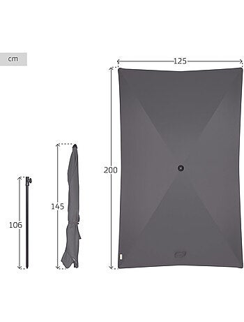 Aktive parasole rettangolare balcone inclinabile antracite 200x125 cm uv30