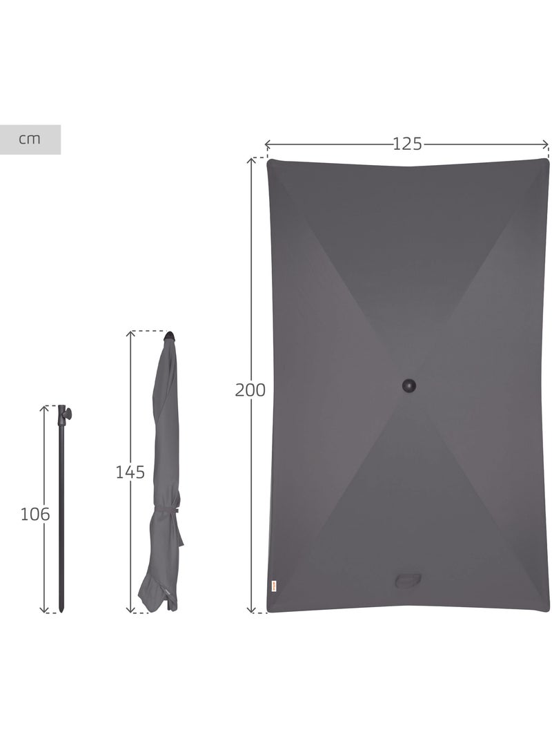 Aktive parasole rettangolare balcone inclinabile antracite 200x125 cm uv30 Grigio grigio antracite grigio - Kiabi