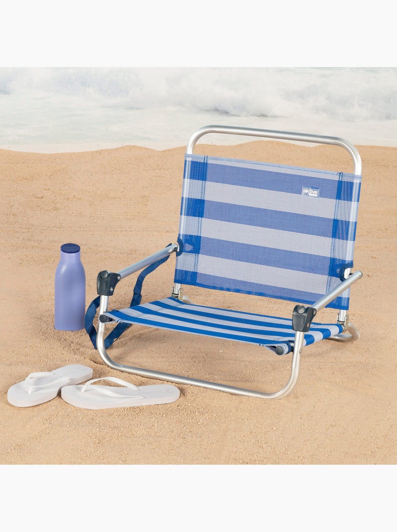 Aktive piccola sedia da spiaggia pieghevole da marinaio con tracolla Blu Bianco - Kiabi