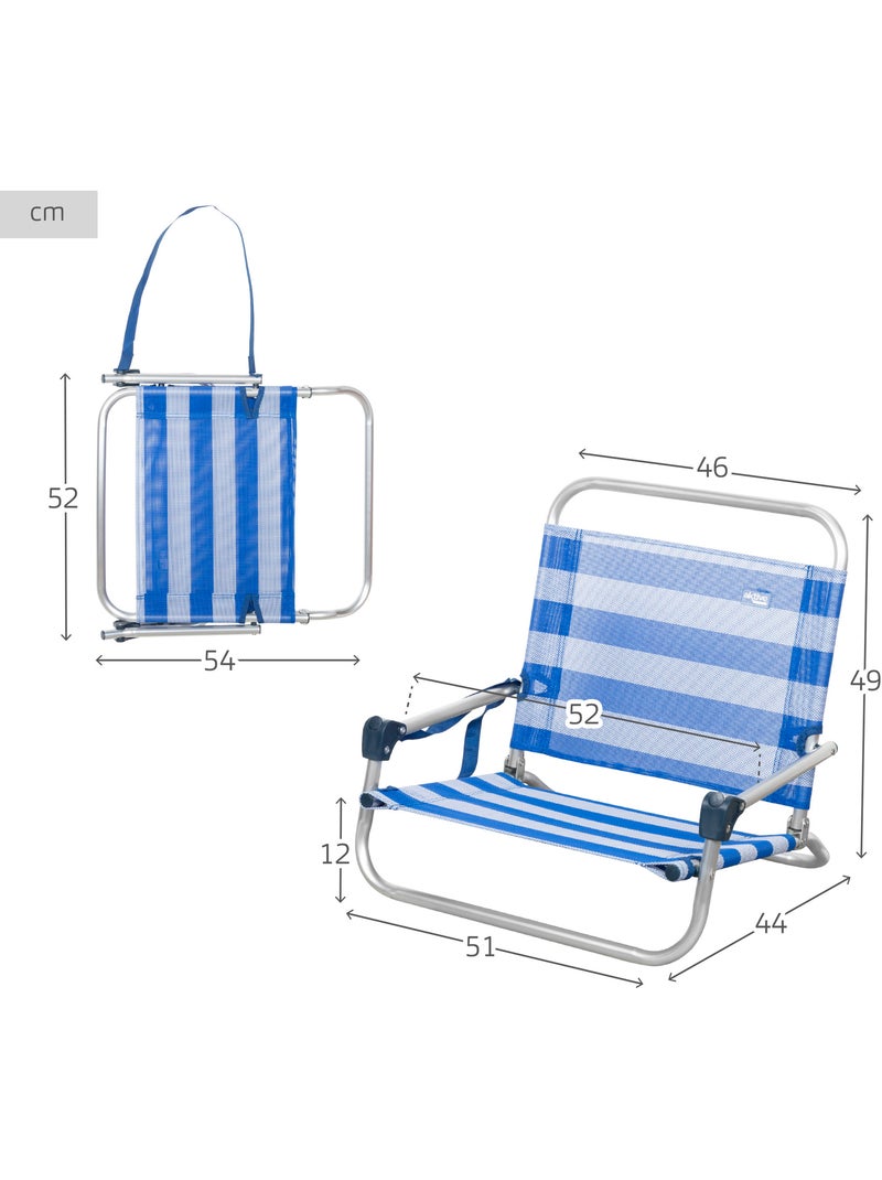 Aktive piccola sedia da spiaggia pieghevole da marinaio con tracolla Blu Bianco - Kiabi