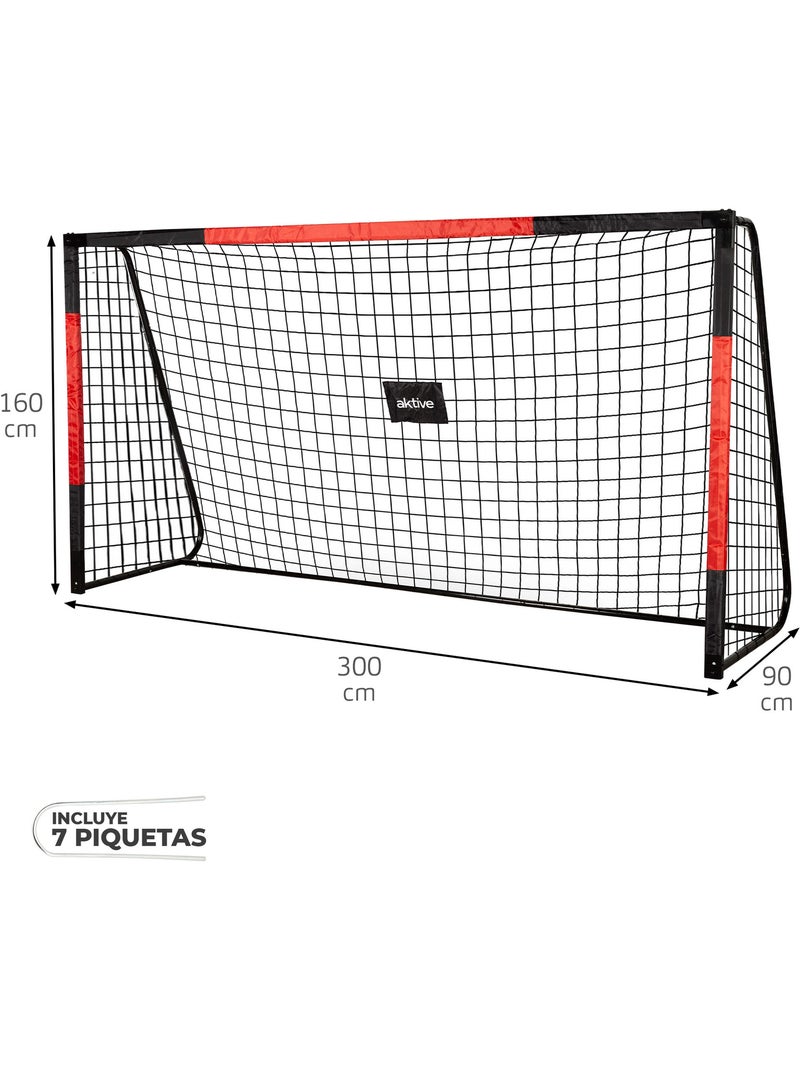 Aktive porta da calcio in acciaio 300x90x160 cm con rete ad alta resistenza e 7 picchetti N/D - Kiabi
