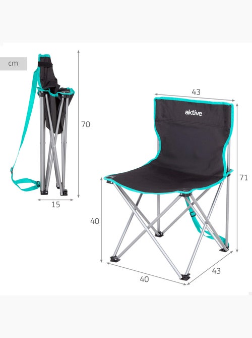 Aktive sedia da campeggio pieghevole 43x43x71 cm nera con maniglia per il trasporto - Kiabi Aktive sedia da campeggio pieghevole 43x43x71 cm nera con maniglia per il trasporto - Kiabi