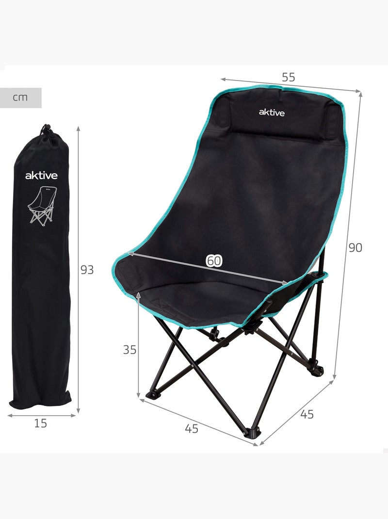 Aktive sedia da campeggio pieghevole 55x45x90 cm con borsa per il trasporto Nero - Kiabi