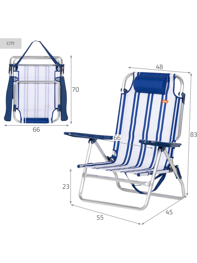 Aktive sedia da spiaggia bassa multiposizione 48x45x83 cm nautica Blu Bianco - Kiabi