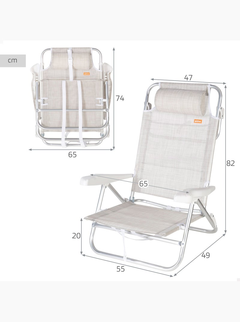 Aktive sedia da spiaggia bassa multiposizione ibiza 47x49x82 cm Beige - Kiabi