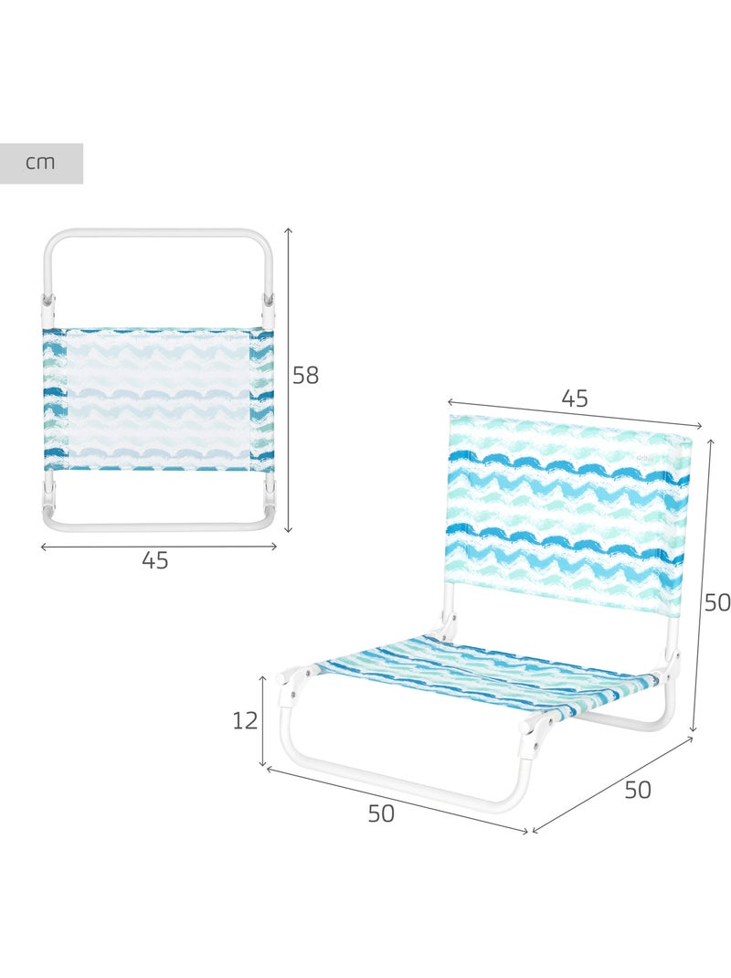 Aktive sedia da spiaggia bassa pieghevole 45x50x50 cm onde Blu - Kiabi