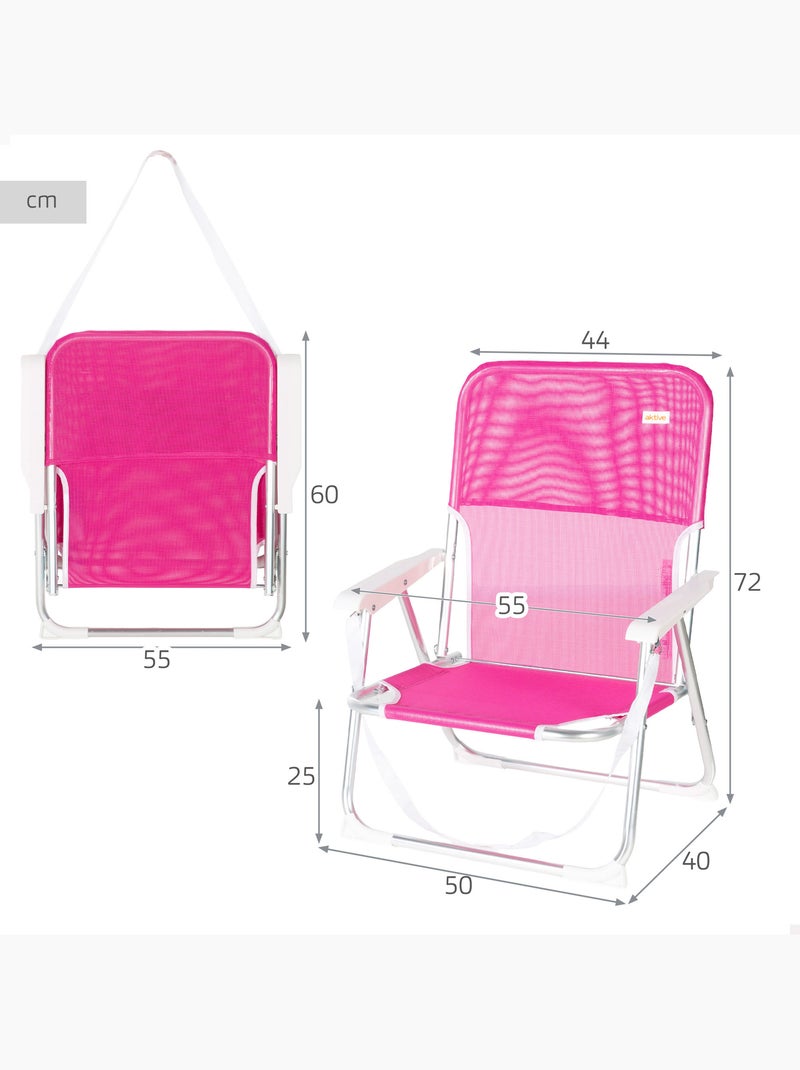 Aktive sedia da spiaggia pieghevole 44x40x72 cm fucsia con maniglia Rosa fucsia - Kiabi