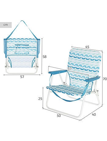 Aktive sedia da spiaggia pieghevole 45x40x70 cm con tasca posteriore