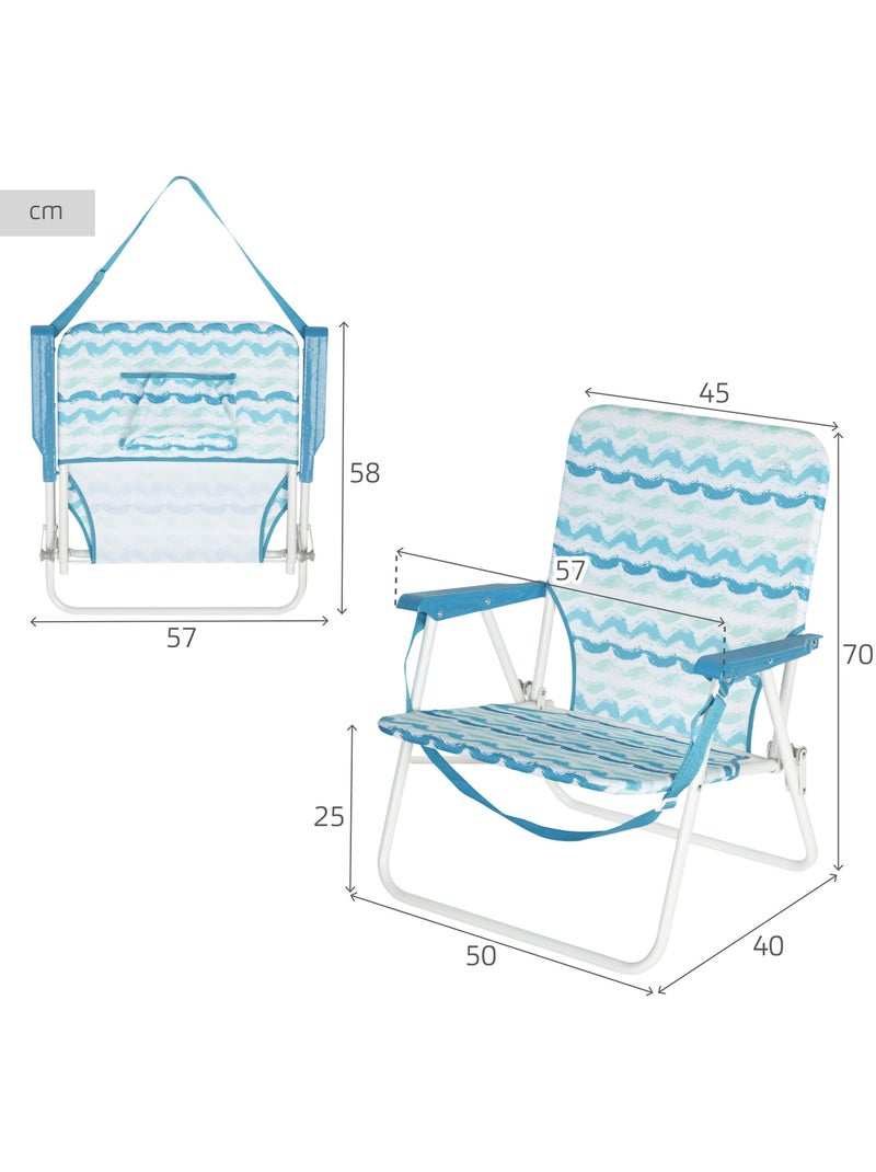 Aktive sedia da spiaggia pieghevole 45x40x70 cm con tasca posteriore Blu - Kiabi