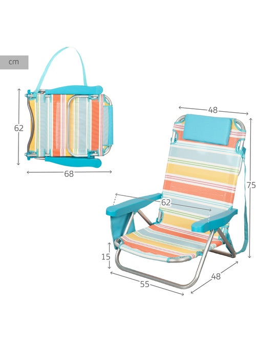 Aktive sedia da spiaggia pieghevole 48x48x75 cm 5 posizioni con tasca laterale - Kiabi Aktive sedia da spiaggia pieghevole 48x48x75 cm 5 posizioni con tasca laterale - Kiabi