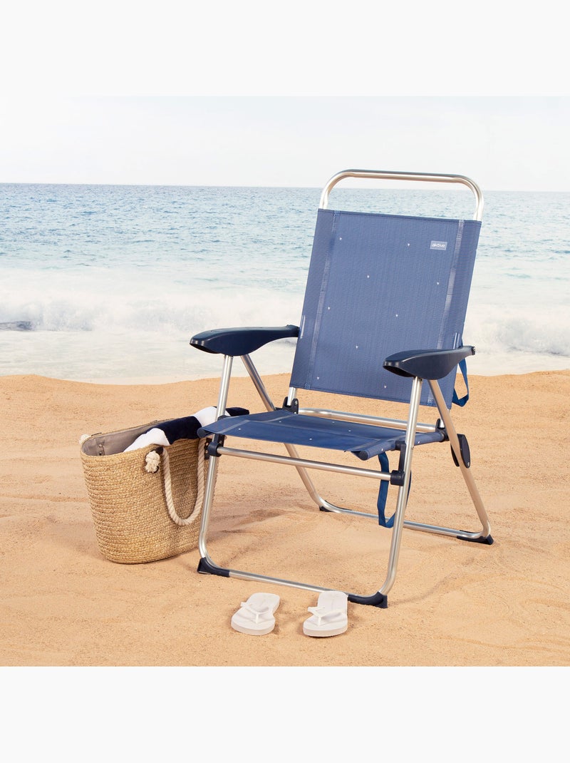 Aktive sedia da spiaggia pieghevole 48x60x100 cm 4 posizioni Blu - Kiabi