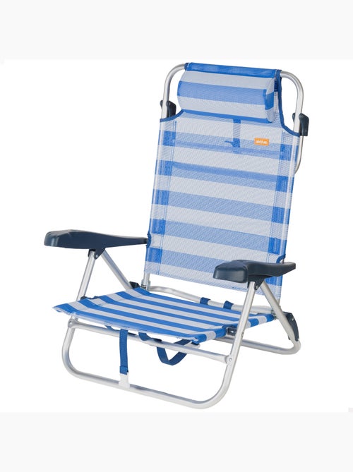 Aktive sedia da spiaggia pieghevole e reclinabile a 8 posizioni con strisce con cuscino e maniglie - Kiabi Aktive sedia da spiaggia pieghevole e reclinabile a 8 posizioni con strisce con cuscino e maniglie - Kiabi
