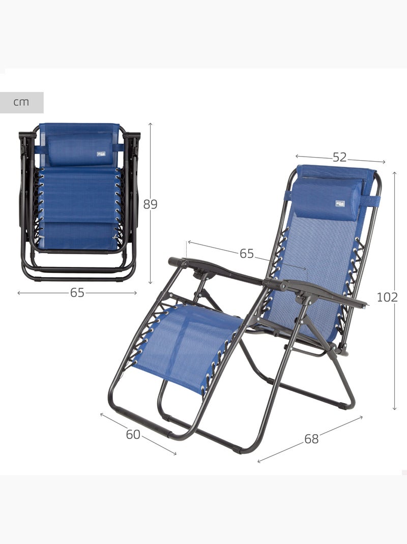Aktive sedia pieghevole da giardino a gravità zero 2 posizioni Blu - Kiabi