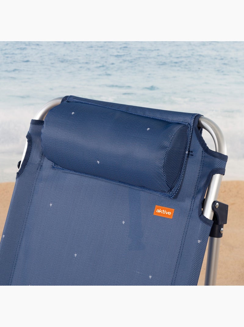 Aktive set 2 sedie da spiaggia basse reclinabili, 51 x 45 x 76 cm,, con cuscino e tasca Blu marino - Kiabi
