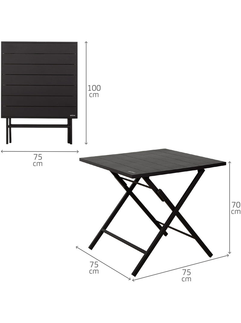Aktive set da giardino pieghevole con tavolo (75x75x70 cm) e 2 sedie (47x64x95 cm) Nero - Kiabi