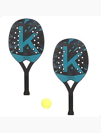 Aktive set di 2 pagaie da spiaggia 22x32x47 cm con palla e sacca a rete